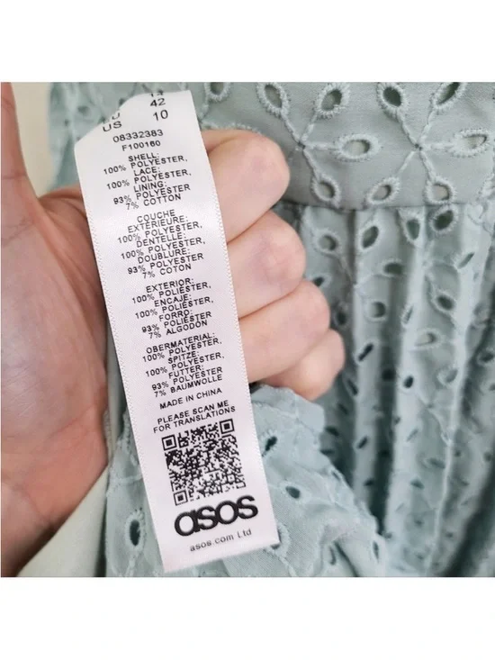 ASOS DESIGN high neck sleeveless pleated lace midi dress sage green size 10 - Picture 7 of 7